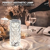 billige Projektorlys og laserprojektor-krystall bordlampe rose lys led projektor 3 farger touch justerbar romantisk diamant atmosfære lys usb touch nattlampe for bar, soverom, julevalentin gave til barn jenter elsker