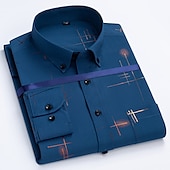 preiswerte Button-Down-Hemden für Herren-Herren Kleidhemd Durchgeknöpft Hemd Bügelfreies Hemd Kragenhemd Stretch Tartan Hochzeit Arbeit Wein Schwarzgrau Schwarz Weiß Langarm Quadrathals Ganzjahres Bekleidung