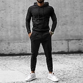 economico Pattern 3D-Per uomo Tuta Da Ginnastica Set di felpe Nero Marrone Con cappuccio Liscio 2 pezzi Sportivo Informale Sport Essenziale Streetwear Informale Autunno Primavera Abbigliamento Felpe con cappuccio Felpe