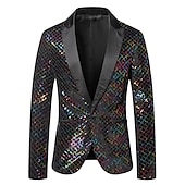 economico Blazer Classici da Uomo-Per uomo Giacca Feste Ufficio e carriera splendente All&#039;aperto Tasche Strass Autunno Inverno A quadri Moda Top caldi Bavero Argenteo Oro Arcobaleno Giacca