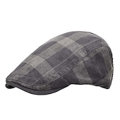 billiga Huvudbonader för herrar-Herr Platt mössa Tweed Keps Svart Mörk marin Bomull 1920-talets mode Traditionell / Klassisk Friluftskläder Ledigt / vardag Pläd / Rutig