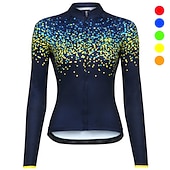 baratos Camisolas femininas-Mulheres Camisa para Ciclismo Poá Manga Longa Moto Camisa / Roupas Para Esporte Blusas com 3 bolsos traseiros Ciclismo de Montanha Ciclismo de Estrada Secagem Rápida Tiras Refletoras Bolso Traseiro