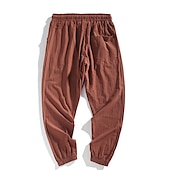 baratos Clássico-Homens Corredor Calças de linho Calças Calça verão Bolsos Com Cordão Cintura elástica Tecido Conforto Respirável Comprimento total Casual Diário Feriado Misto de Algodão e Linho Moda Clássico Preto