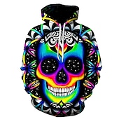 cheap Horror-Sugar Skull Mexican Hoodie Cartoon Manga Anime 3D Front Pocket Graphic For Couple&#039;s Men&#039;s Women&#039;s Adults&#039; 3D Print Casual Daily