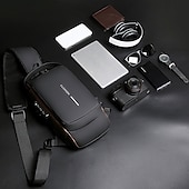 abordables Bolsos y mochilas para portátil-Bolsa antirrobo para computadora con puerto de carga USB, mochila impermeable y resistente a los arañazos, bolsa portátil para el pecho