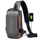 abordables Bolsos y mochilas para portátil-Bolsa antirrobo para computadora con puerto de carga USB, mochila impermeable y resistente a los arañazos, bolsa portátil para el pecho