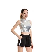 tanie Najfatalniejszy-Metaliczne Lata 80 Błyszczący patent na lateks Crop top Skóra PU Strój na bal maskowy Damskie Strój karnawałowy Bal maskowy Impreza Wieczór panieński Parada równości Dla dorosłych Top