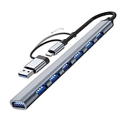 رخيصةأون محاور USB-usb hub 3.0 4/7-port for laptop usb c hub splitter multort adapter for macbook Compact data usb hub for mac pro mini ipad pro Surface pro lash drive mobile hdd