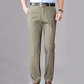 preiswerte Schlank-Herren Anzughosen Hose Hosen Tasche Gerade geschnitten Glatt Hochzeit B¨¹ro Arbeit Baumwollmischung Schick &amp; Modern Ausgefallene Schwarz Weiß Hoher Taillenbund Mikro-elastisch