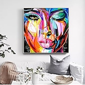 cheap People Paintings-Handmade Oil Painting Canvas Wall Art Decoration Portrait Woman Abstract for Home Decor Rolled Frameless Unstretched Painting
