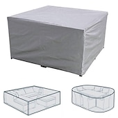 baratos capas de móveis de pátio-Cobertura de móveis de pátio 210d tecido oxford cobertura de móveis de prata ao ar livre jardim capa impermeável mesa de pátio e combinação de cadeira capa de poeira