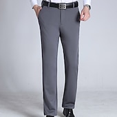 baratos Magro-Homens Social Calças Bolsos Perna reta Tecido Casamento Escritório Trabalho Chique &amp; Moderno Formal Preto Azul Marinha Cintura Alta Micro-Elástica