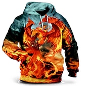 economico felpe 3d da uomo-Per uomo Lupo Stampa 3D Felpa con Cappuccio Felpa con cappuccio Felpe con cappuccio Manica Lunga Felpa con cappuccio Con Cappuccio Moda Vacanza Lavoro Abbigliamento quotidiano Grigio verde Bianco e