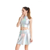 tanie Najfatalniejszy-Metaliczne Lata 80 Błyszczący patent na lateks Crop top Skóra PU Strój na bal maskowy Damskie Strój karnawałowy Bal maskowy Impreza Wieczór panieński Parada równości Dla dorosłych Top