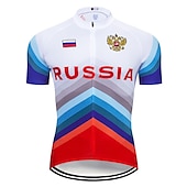abordables Maillots pour hommes-21Grams Homme Maillot Velo Cyclisme Manche Courte Cyclisme Maillot Top avec 3 poches arrière VTT Vélo tout terrain Vélo Route Résistant aux UV Respirable Séchage rapide Poche arrière Blanche Rouge