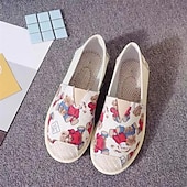 halpa Naisten mokkasiinit ja loaferit-naisten vapaa-ajan kanvas-slip-on kengät – söpö kissaprintti, kevyet litteät loaferit päivittäiseen käyttöön ja matkoille