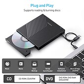 billiga Ljud- och bildtillbehör-extern cd dvd-enhet 7 i 1 ultratunn cd-brännare usb 3.0 med 4 usb-portar och 2 tf/sd-kortplatser optisk diskenhet för bärbar dator mac pc windows 11/10/8/7 linux os