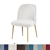 abordables Funda para silla de comedor-Funda para silla de comedor, tapizada en terciopelo elástico, funda para silla de comedor lateral, funda para silla de comedor con respaldo curvo en color burdeos y rojo, fundas para sillas de