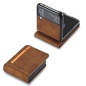 お買い得  サムスン用ケース-電話 ケース 用途 サムスンのギャラクシー Zフリップ7 Z Flip 5 Z Flip 4 Z Flip 3 バックカバー バンパーフレーム 耐埃 カードホルダースロット ソリッド PUレザー