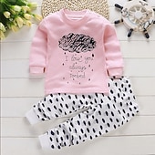 billiga Pyjamas-Barn Pojkar 2 delar T-shirt och byxa Långärmad Uggla A01 A02 Djur Tecknat Crewneck Sommar Vår Grundläggande Hem 3-7 år