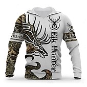 cheap Men&#039;s 3D Hoodies-Men&#039;s Graphic Animal Hoodie Hoodies Sweatshirt Hoodie Long Sleeve Hooded Sweatshirt Hooded Streetwear 3D Print Sports &amp; Outdoor Daily Black And White Light Khaki. Print Spring &amp;  Fall Designer