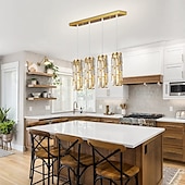 economico Lampadari-lampada a sospensione a led illuminazione a sospensione cromata/oro moderna lampada a sospensione mini lampadari di cristallo lampada a sospensione regolabile per sala da pranzo con isola cucina (1/3