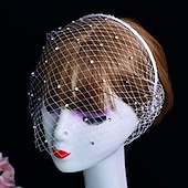 cheap Wedding Veils-One-tier Stylish / European Style Wedding Veil Blusher Veils / Birdcage Veils with Crystals / Rhinestones Tulle dress to impress 2025