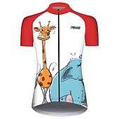 abordables Maillots pour femmes-Femmes Maillot de cyclisme Animal Eléphant Girafe Manche Courte Cyclisme Maillot Top avec 3 poches arrière VTT Vélo tout terrain Cyclisme sur route Résistant aux UV Séchage Rapide Poche Arrière