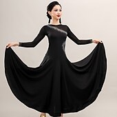 voordelige Ballroom danskleding-Ballroomdansen Kleding Strass Gesplitst Dames Prestatie Opleiding Lange mouw Chinlon Synthetische zijde