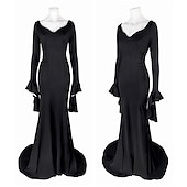 baratos Trajes Femininos-Quarta-feira Addams família Addams Mortícia Addams Vestidos Moda Cosplay filme for Mulheres Adulto Baile de Máscaras
