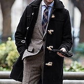 abordables Gabardina para hombre-Hombre Abrigo de invierno Sobretodo Peacoat Calle Negocio Invierno Poliéster Resistente al Viento Mantiene abrigado Ropa de calle Ropa Ropa de calle Casual no imprimible Color sólido Bolsillo Cuello