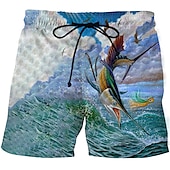 baratos Estampa Oceano-Homens Estampas Abstratas Peixes Calção Justo de Natação Shorts de Natação Bermuda de Surf Cintura Média Moda Roupa de rua Casual Ao ar livre Diário Feriado Bolsos Com Cordão Cintura elástica Designer