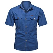 economico Camicie da lavoro da uomo-Per uomo Camicia Camicia con bottoni Maglietta informale Camicie da lavoro Camicia da carico Nero Giallo Verde militare Blu Reale Blu Manica corta Liscio Collo ripiegabile Strada Informale Bottone giù