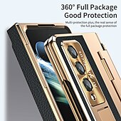 Недорогие Чехлы для Samsung-Чехол для телефона для Samsung Galaxy Z Fold 5 Z Fold 4 Z Fold 3 Flip бамперный флип полный корпус защитный однотонный ПК PU кожа