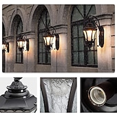abordables luces de pared al aire libre-Aplique de pared led accesorio de iluminación antiguo aplique de pared linterna externa impermeable a prueba de óxido de aluminio linterna de vidrio lámpara de pared linterna patio jardín balcón