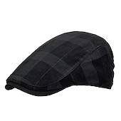 billiga Huvudbonader för herrar-Herr Platt mössa Tweed Keps Svart Mörk marin Bomull 1920-talets mode Traditionell / Klassisk Friluftskläder Ledigt / vardag Pläd / Rutig