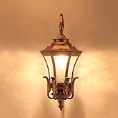 abordables luces de pared al aire libre-Aplique de pared led accesorio de iluminación antiguo aplique de pared linterna externa impermeable a prueba de óxido de aluminio linterna de vidrio lámpara de pared linterna patio jardín balcón