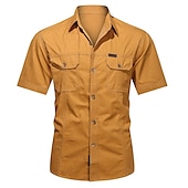 economico Camicie da lavoro da uomo-Per uomo Camicia Camicia con bottoni Maglietta informale Camicie da lavoro Camicia da carico Nero Giallo Verde militare Blu Reale Blu Manica corta Liscio Collo ripiegabile Strada Informale Bottone giù