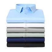 abordables chemises sans repassage pour hommes-Homme Chemise Chemise sans repassage Mariage Bureau et carrière Noir Blanche Vert Claire Marine foncé manche longue Revers Printemps Automne Vêtement Tenue