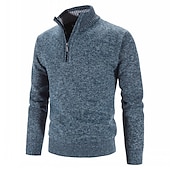 halpa miesten villapaita-Miesten Neulepusero Mekko villapaita Fleece villapaita Joustin Neuloa Normaali Kudottu Yhtenäinen väri Pystykaulus Pidä Lämmin Moderni nykyaikainen Työ Arki-asut Vaatetus 봄 &amp; Syksy Rubiini Sininen M