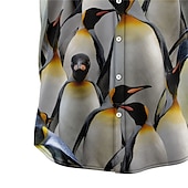 levne Ocean Print-Pánské Zvíře Tropický vzhled Tučňák Košile Havajská košile Aloha košile Krátké rukávy Košile Přehnutý Tropický vzhled Módní Havajské ulice Ležérní Havajské Šedá S M L