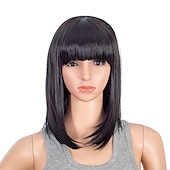 abordables Perruques de carnaval-Perruque bob courte droite ombrée bleu rose multicolore de 10 pouces avec frange perruque synthétique colorée de cosplay pour les fêtes quotidienne pour femmes et enfants avec bonnet de perruque