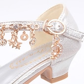 abordables Accesorios-Zapatos de princesa Elsa de cuento de hadas de Frozen para niñas, película de cosplay, lentejuelas, Halloween, zapatos plateados, dorados y rosados, Halloween, carnaval, mascarada, disfraces de plástico de poliéster.