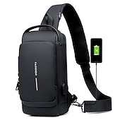 abordables Bolsos y mochilas para portátil-Bolsa antirrobo para computadora con puerto de carga USB, mochila impermeable y resistente a los arañazos, bolsa portátil para el pecho
