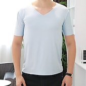 economico Magliette casual da uomo-Per uomo Maglietta Manica Corta Scollo a V Estate Primavera Colore Solido / Tinta Unita Senza cuciture Essenziale Casual Casuale Quotidiano Rosso bordeaux Nero Bianco Maglietta Top per Uomo