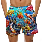 abordables Impression océan-Homme Océan Imprimé Poisson Maillots de bain Shorts de bain Shorts de Surf Hawaïen Fête Cordon de serrage avec doublure en mesh Taille Élastique Designer Vêtement Tenue