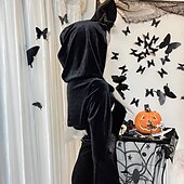 levne Šaty-Punk a gotika Sexy kostým Šaty Cosplay kostým Šaty s rozparkem Zvonové Morticia Addamsová Maškarní kostým Dámské Fantazie předvečer Všech svatých Karneval Plesová maškaráda Večírek Klub Dospělé Šaty