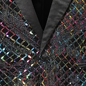 economico Blazer Classici da Uomo-Per uomo Giacca Feste Ufficio e carriera splendente All&#039;aperto Tasche Strass Autunno Inverno A quadri Moda Top caldi Bavero Argenteo Oro Arcobaleno Giacca