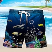 お買い得  オーシャンプリント-男性用 グラフィック 海洋 観賞魚用 スイムトランク スイムショーツ ボードショーツ ミディアムウエスト ハワイアン デザイナー ボヘミアン 祝日 ビーチ ドローストリング メッシュ裏地付き 弾性ウエスト デザイナー 衣類