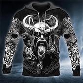 tanie Halloween bluzy i swetry-Męskie Wzory graficzne Bluza z Kapturem Z kapturem Bluzy Bluza z kapturem Długi rękaw Bluza z kapturem Kaptur Moda miejska Druk 3D Codzienny Sport Czarny Nadruk Wiosna i jesień Projektant